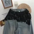 Black lace floral hollow fake collar waist skirt curtain chic layering accessory for women - Top (zz25072301) / Black