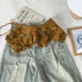 Women crochet floral hollow lace fake collar shawl overlay denim skirt layer chic accessory - Top (zz25072301) / Yellow