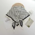 Black and white striped geometric triangle silk scarf, elegant neckerchief for daily commute. - 134*65cm / White Stripes