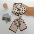 Pañuelo estrecho de seda para mujer, elegante cinta de lunares beige y marrón bolsa. - 144*12cm / 08#-Lunares