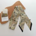 Ρετρό μαύρο κασμίρ print twilly κασκόλ, κομψή στενή μακριά μεταξωτή κορδέλα για μαλλιά. - 144*7cm / Κίτρινο