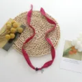 Magenta fabric ribbon necklace with cross pendant and purple bead, versatile fashion jewelry. - Grape Purple