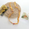 Colorful thin silk scarf choker necklace with pendant versatile bracelet fashion jewelry - Orange