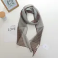 Écharpe longue en soie rayée chic pour femme, ruban de cou étroit élégant et accessoire stylé. - 185*19cm / Rayures Brunes