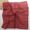 Retro red cotton-linen feel polka dot small square scarf, elegant neckerchief for women fashion. - Burgundy