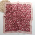 Retro paisley bloemen zijden vierkante sjaal nek hoofdband voor dames zomer stijl - Roze