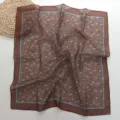 Retro paisley print bruin klein vierkant sjaaltje zijde haarband detailweergave voor dames mode. - 06#-Koffie