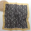 Vintage etnische paisley kleine vierkante sjaal zachte zijden halsdoek voor dames zomer - 08#-Zwart & Geel