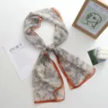 Long foulard élégant à imprimé floral avec bordure orange, accessoire d'été léger et chic. - 142*34cm / 03#-Botanique