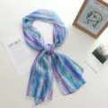 Élégant long foulard en mousseline imprimé abstrait bleu violet, protection solaire été. - 142*34cm / 10#-Bleu Violet