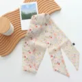 Pañuelo Twilly floral dulce para mujeres, elegante cinta larga para el cuello y accesorio de pelo de verano - Pañuelo Floral
