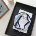 Chic magnetic buckle geometric silk scarf with pearl pendant, stylish neckerchief. - 51*4cm / Blue
