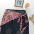 Φούστα φάκελος από συνθετικό μετάξι με paisley τύπωμα στιλ στρώσεων τζιν μόδα γυναικεία - Ένα μέγεθος / Bottoms / Κόκκινη Μέση (15#)