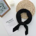 Black pleated square scarf for women, elegant silk-like neckerchief detail and stylish design. - 70x70cm / Black