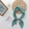 Elegant solid color pleated women square scarf imitation silk chic neckerchief accessory - 70x70cm / Haze Green