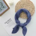 Solid color pleated square scarf for women, elegant imitation silk neck scarf for daily wear. - 70x70cm / Haze Blue