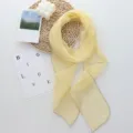 Elegant yellow linen long scarf for women, minimalist solid color chic neck ribbon for daily wear. - 184*12cm / Light Yellow