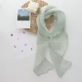 Elegant light green linen long scarf ribbon detail, minimalist daily neck wrap style. - 184*12cm / Light Cyan