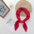 Pleated solid color square scarf for women soft fashion neckerchief 70cm daily wear - 70x70cm / Rose Red