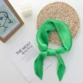 Green pleated silk square scarf for women, elegant fashion neckerchief for summer wear. - 70x70cm / Green