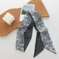 Elegant black and white floral print twilly scarf for women chic long neck ribbon hair band. - 08#-Outline Pattern Scarf