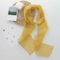 Elegant yellow long linen scarf ribbon, versatile minimalist neck accessory for chic daily wear. - 184*12cm / Yellow