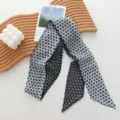 Black and white floral print skinny scarf, versatile twilly for hair band or neck decoration. - 09#-Eight-Petal Flower Scarf
