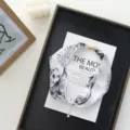 Black and white ink print silk scarf with magnetic buckle and pearl pendant for women fashion. - 51*4cm / Black
