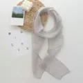 Elegant solid color long linen scarf accessory, minimalist aesthetic detail display view. - 184*12cm / Oatmeal
