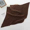 Petit foulard carré plissé marron avec motif de pois blancs, style vintage élégant. - Style Brown Polka Dot (zz25050904) / 70*70cm / Pois Bruns