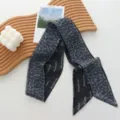 Black floral skinny silk scarf, stylish neckerchief and hair band for women. - 02#-Rose Pattern Scarf