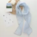 Light blue linen long scarf stylish casual ribbon neckerchief elegant everyday wear - 184*12cm / Sky Blue