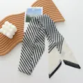 Classic black and white striped long silk twilly scarf for women fashion hair band neck accessory - 03#-Black Stripe Scarf