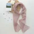 Elegant long linen scarf solid color versatile neck ribbon for women daily stylish wear - 184*12cm / Dusty Pink