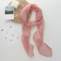 Elegant pink long linen silk scarf, Korean style lightweight versatile neck ribbon for women. - 184*12cm / Lotus root pink