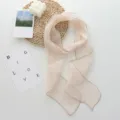 Elegant long sheer ribbon scarf in a versatile solid beige color for stylish daily neck wear. - 184*12cm / Rice Pink