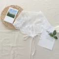White lace floral embroidered triangle scarf collar fashion women elegant layering neck accessory - One Size / 01#-Heart Trim