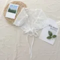 White lace triangle scarf women sweet floral lace-up headscarf stylish layered hair accessory - One Size / Small Floral