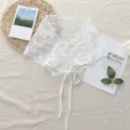 White lace floral triangle scarf, sweet layering sheer wrap, versatile spring neckerchief. - One Size / 04#-Morning Glory