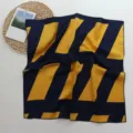 Petit carré de soie imitation rayure géométrique bleu marine jaune accessoire de cheveux foulard - Jaune Bleu Block