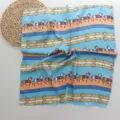 Foulard carré en imitation soie avec rayures géométriques et imprimé ceinture de cheval. - Cheval Vintage Bleu