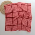 Petit carre de foulard motif pied de poule rouge et blanc touche de soie bandeau - Pied-de-poule Rouge