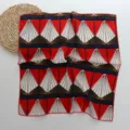 Petit carré en soie artificielle, motif à rayures géométriques, foulard rouge chic. - Base Rouge avec Rayures