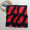 Foulard Carre Soie Artificielle Femme Rouge Bleu Rayure Geometrique Bandeau Chic Tissu Mode - Rayures Rouge Bleu