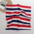 Foulard carre imitation soie imprime rayures geometriques bandeau elegant chic mode - Rayures rouge, bleu et blanc