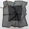 French vintage black and white floral square scarf, elegant neckerchief for women. - Maze Style