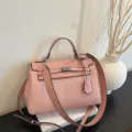 Borsa a mano in pelle rosa patchwork elegante borsa a tracolla shopper per donna retro - Rosa