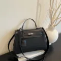 Borsa a mano nera elegante in pelle con manico superiore borsa a tracolla per donna moda - Nero