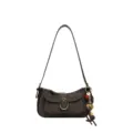 Retro Wildleder Unterarm Schultertasche für Damen mit Metallschnalle und schicken Anhängern. - Ohne Anhänger / Wildleder Grün