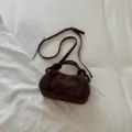 Retro brown suede shoulder bag for women, chic pleated dumpling underarm handbag daily use. - Brown No Pendant